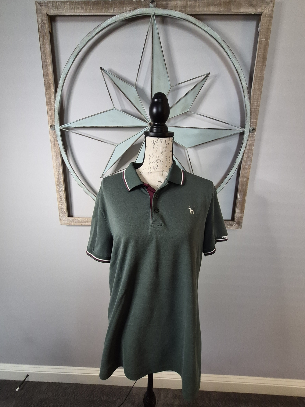 Hazzys Men's Green Golf Polo with Contrast Trim - 105/M